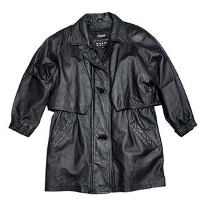 WILSONS LEATHER Luxury Designer Retro Lined Genuine LEATHER Coat Jacket Womens L